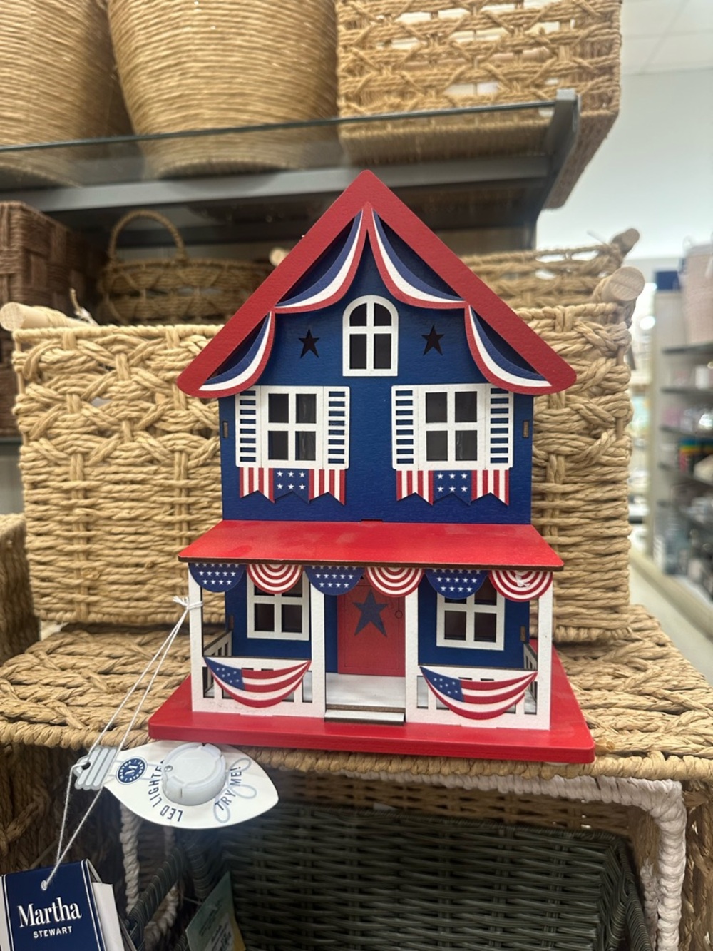 Martha Stewart Red, White & Blue Americana Decorative Wooden House